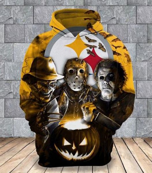 

2019 мода ужасы фильмы freddy джейсон убийцы streetwear 3d печати унисекс толстовки толстовки мужчины женщины длинные рукава harajuku пальто, Black