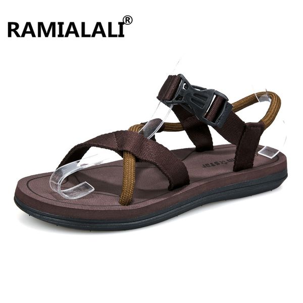 

ramialali men sandals outdoor fashion beach shoes men casual breathable sandalias summer slip on shoes flip flops, Black