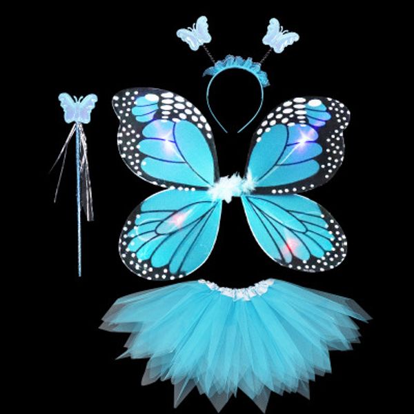 

children's simulation butterfly wings show costume skirt stage butterfly wings props color butterfly fairy dress 4 pieces