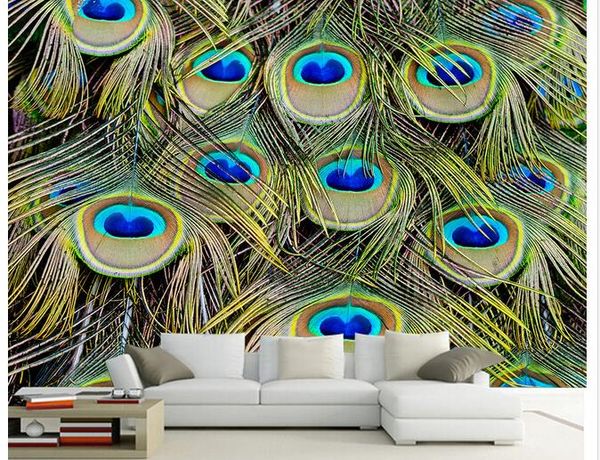 

павлинье перо телевизор гостиная фон стены обои дизайнеры домашнего декора