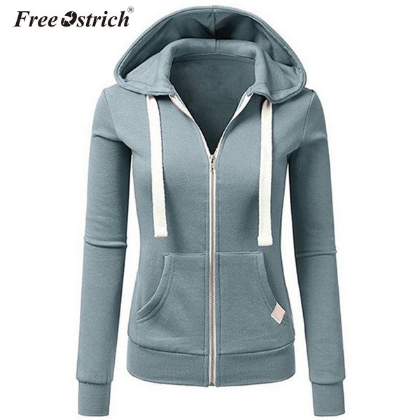 

ostrich autumn jacket women solid zipper pockets hooded cazadora mujer jaqueta-feminina chaquetas mujer women overcoat n30, Black;brown