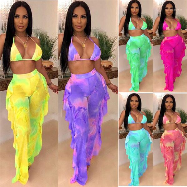 

womens summer swimwear summer womens hollow out swimwear floral printed 2pcs bikini with panties ruffle 3d printed, White;black
