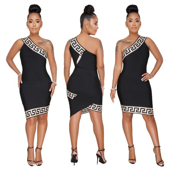 

Summer Women 3D Printed Sexy Club Wear One Shoulder Short Dress Party Bodycon Dresses vestido Plus Size 3XL