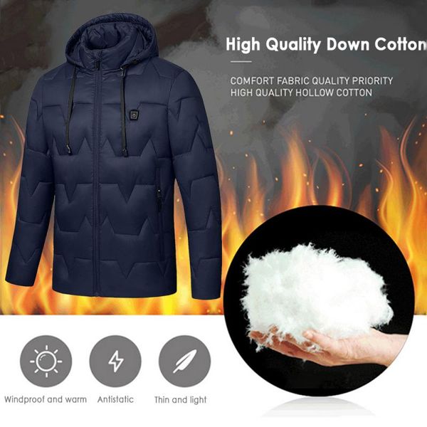 

men and women heated vest coat feather thermal heated jacket winter fishing vest tactical usb outdoor thermal coat, Gray;blue