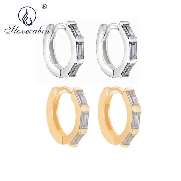 

hoop & huggie slovecabin baguette earrings 925 sterling silver ten styles simple luxury clips earring for party jewelry engagament, Golden;silver
