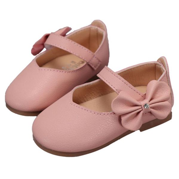 

toddler infant kids baby girls cute solid butterfly knot princess leather shoes, Black;grey