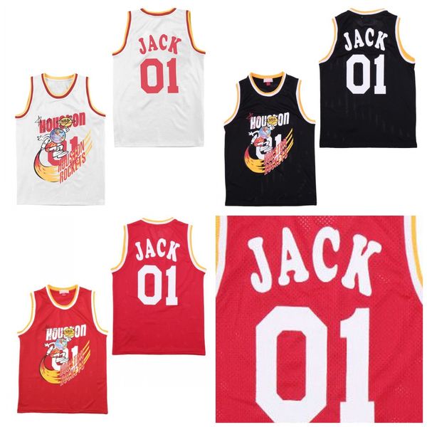 

01 Jack White black Red Travis Scott X BR X MN 91 star Michael MJ Iverson Report All Over Eastern Western Basketball Jersey
