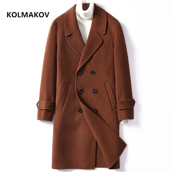 

2020 winter new arrival men's double side wool coat casual woolen overcoat ,double breasted trench coat men, Black