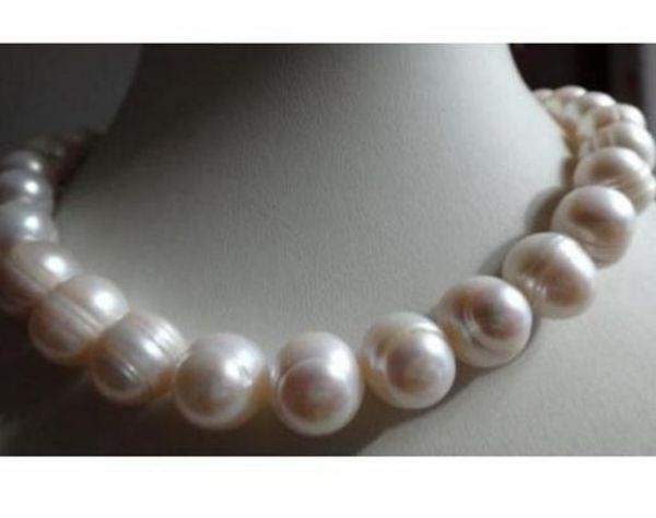 Collana di perle barocche bianche naturali dei Mari del Sud 11-13mm Chiusura 14k 18 pollici