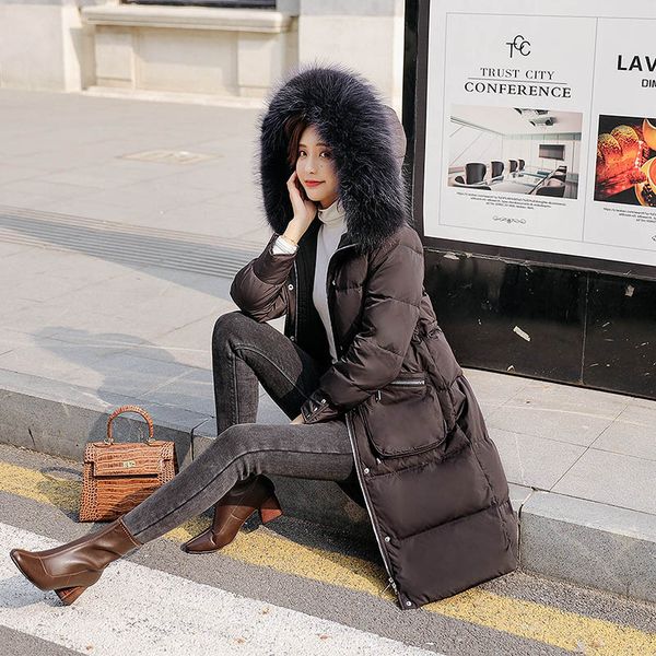 

fyyiyi long-sleeved slim warm down jacket 2019 winter new fashion hooded women coats office lady temperament jacket, Black