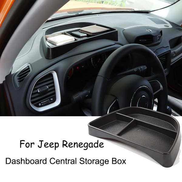 

black car dashboard central storage box organization box for jeep renegade 2015 up abs interior accessories