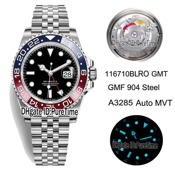 

gmf gmt 126710 pepsi 904l steel a3285 automatic mens watch blue/red ceramic black dial jubilee bracelet edition (correct hand stack) a1, Slivery;brown