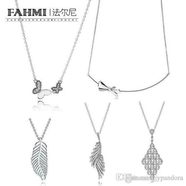 

fahmi 100% 925 sterling silver charm brilliant bow necklace kette schimmernde phoenixfeder cascading glamour