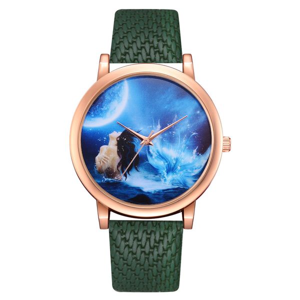 

women's fashion real leather belt analog quartz round watch belt watch ladies rattan grain #lr2, Slivery;brown