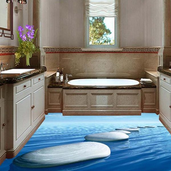 

self-adhesive] 3d large cobblestone road on the water 143 floor wallpaper mural wall print decal wall murals