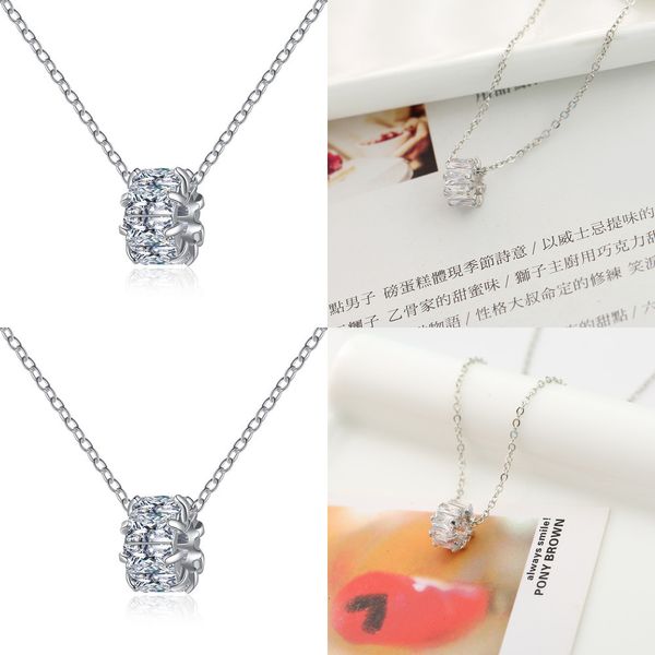 

chain fund concise personality pendeloque cut white zircon necklace 925 silver jewelry vintage choker necklaces letter necklaces for women