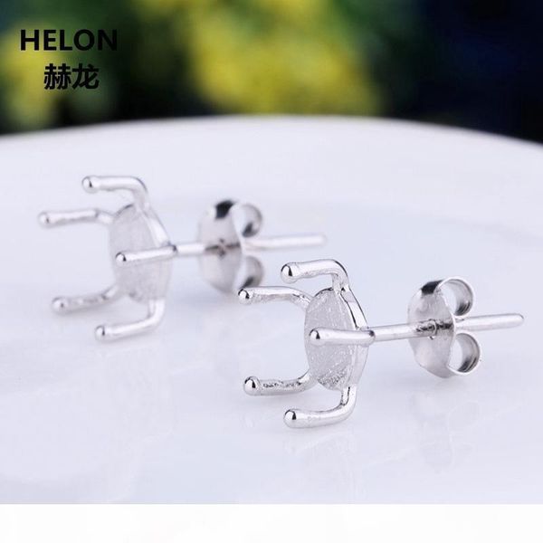 

925 sterling silver women stud earrings for 5mm round cabochon semi mount earrings setting fine jewelry, Slivery;crystal