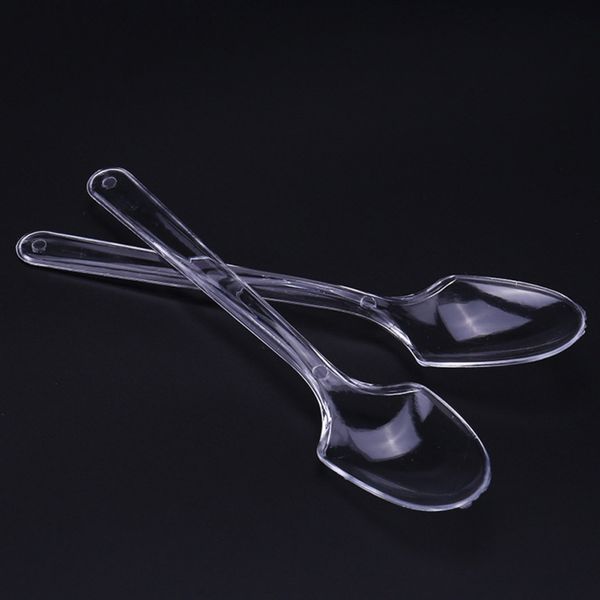 

household simple transparent disposable spoons portable plastic disposable spoon kitchen tableware 100pcs