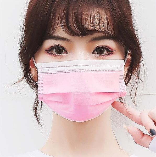 

pjxb with masks faelastic ear loop 3 ply breathable pink mask and comfortable for black black/white/pink