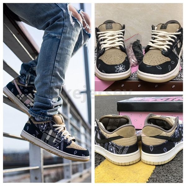 

new release travis scott x sb dunk low running shoes mens skateboard trainers designer casual sneakers with box 40-45, Black