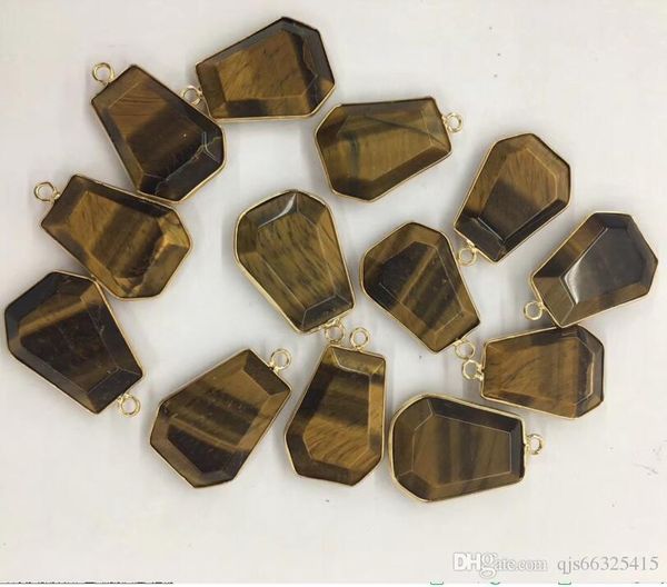 

irregular natural stone pendant necklaces gemstone agate crystal quartz turquoise malachite jade amethyst pendants with leather chains663254, Silver