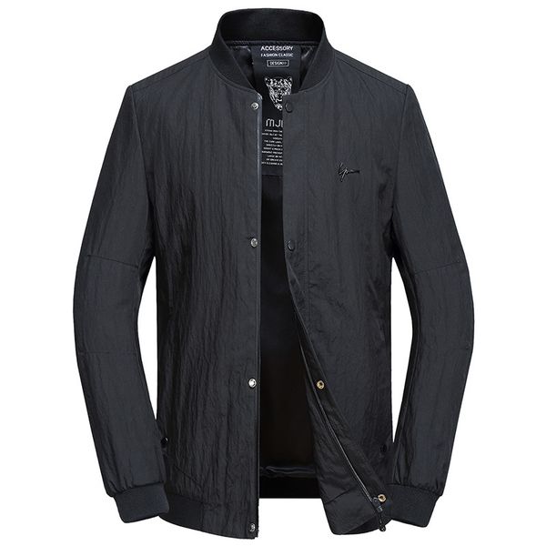 

solid color casual jacket men spring autumn outerwear baseball collar coat sportswear mens jackets for male coats, Black;brown