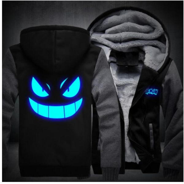 

anime hoodie harajuku sweatshirts men 2018 spring winter warm night lights zip up hoodies brand clothes men's jacket tracksuit, Black
