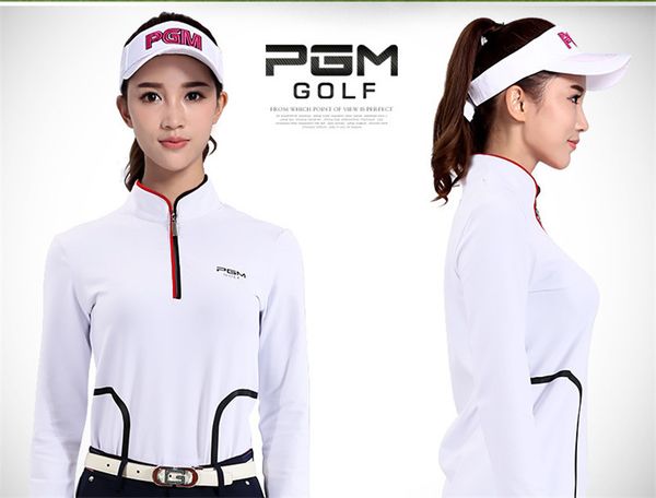 

pgm authentic golf lady long sleeve t-shirt slim waist stand collar lady long sleeve, Black;blue