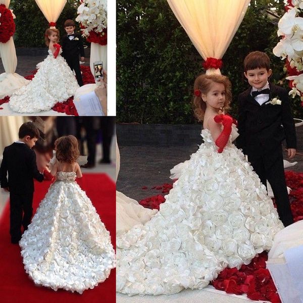 

Flower Girl Dresses For Wedding Handmade Flowers Princess Ball Gown Lovely Girls Pageant Dress Flowergirl Gowns First Holy Communion Dresses