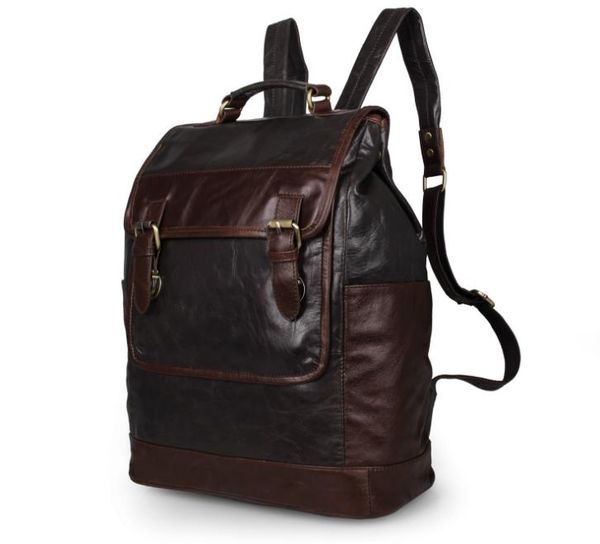 

designer-genuine leather men's personality leather shoulder backpack head leather backpack