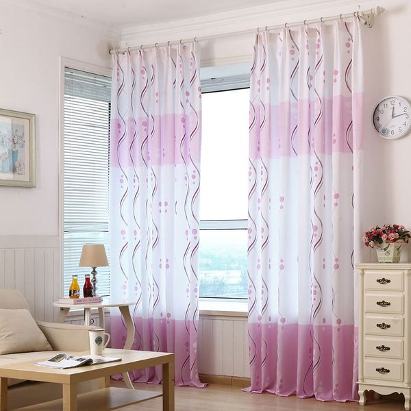

fresh purple print sheer window curtains half shading children balcony window blackout curtains for living room bedroom gordijn