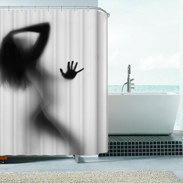 

fashion creative girl and women shadow silhouette bath shower curtain waterproof bathroom curtain home decoration