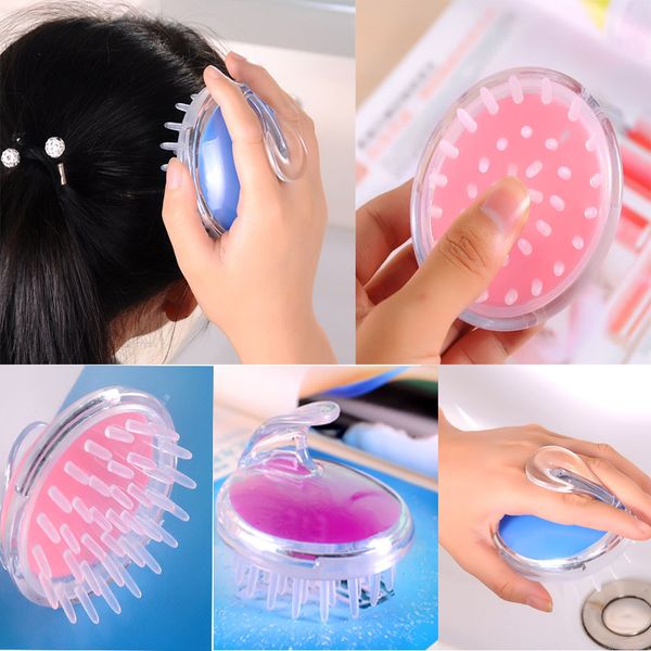 

new arrivals silicone shampoo scalp brush shower body washing hair massage massager brush comb#3.14, Silver