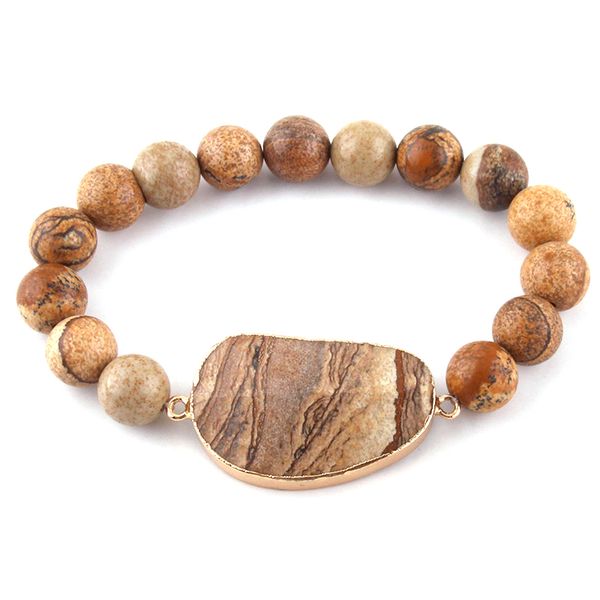 

fashion beaded bracelet jewelry 10mm natural stones beads and stone charm bracelets drop shipping, Golden;silver