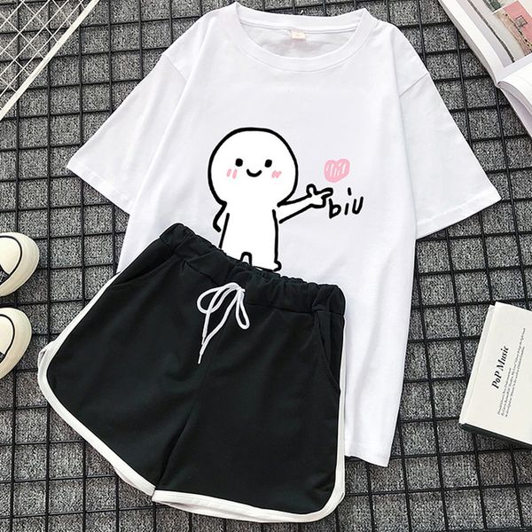 

sport suits for women training set fitness running set sports clothing t shirt with shorts 2 pieces workout sportswear, White;black