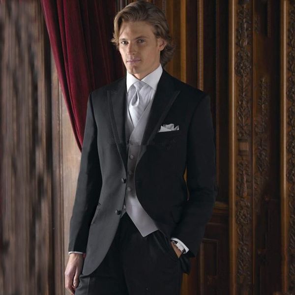 

новый черный свадебные мужские костюмы slim fit жених носить смокинги 2 шт. (куртка + брюки) бизнес пром костюмы костюм homme blazer 65, Black;gray