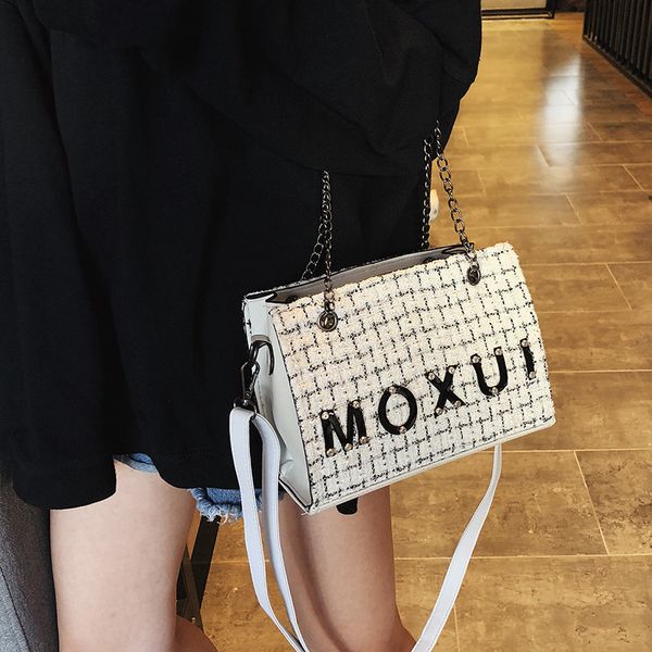 

fashion women square handbags solid letter messenger bag ladies pu leather zipper chains mini shoulder bag