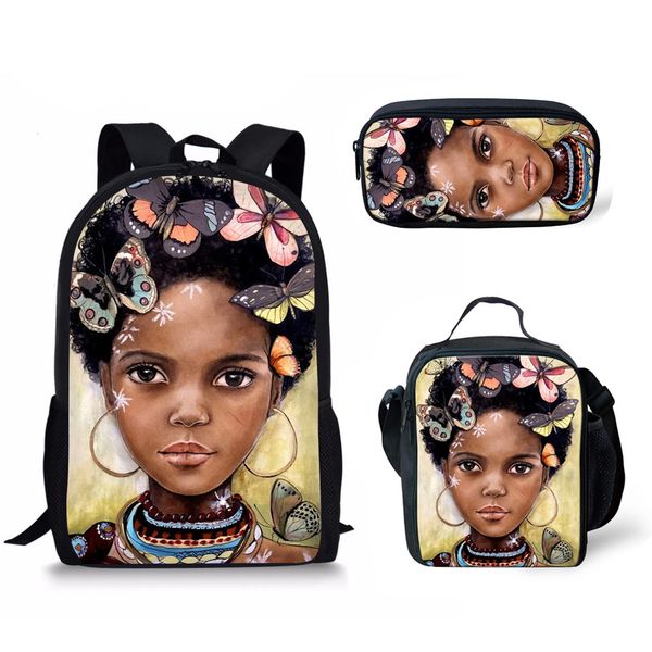 

noisydesigns black women art african printing school bags for chilldren 3pcs/set ethnic school bag backpack girls large book bag