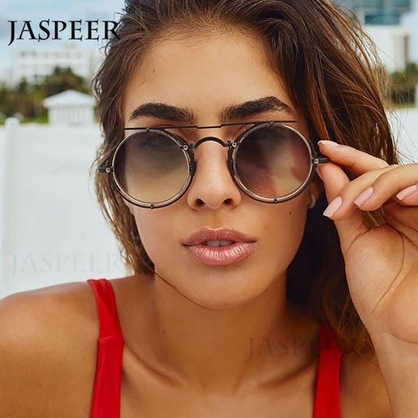 

jaspeer 2020 new round steampunk sunglasses women retro metal frames sunglasses men goggle sunglass oval uv400 fashion eyewear t200615, White;black