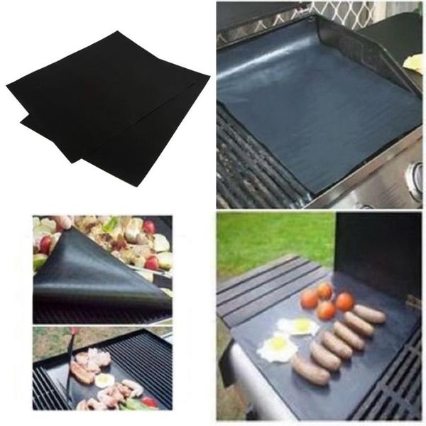 

2pcs/set bbq grill outdoor mat for barbecue grill sheet cooking and baking and microwave oven use black promotion