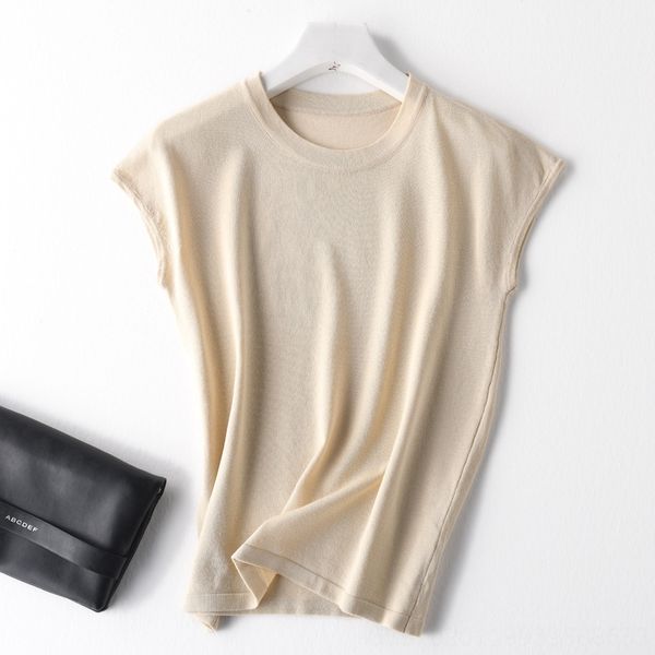 

summer women's ice silk sweater sweater pullover slim short sleeve thin solid color semi-high collar base shirt pullover top, White