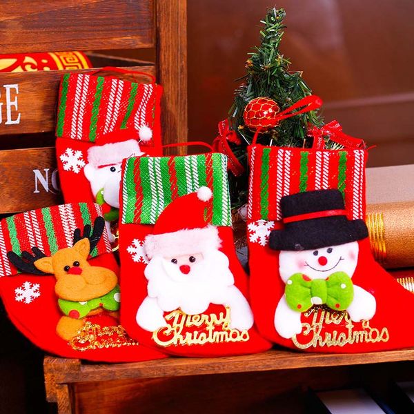 

santa snowman gift holders storage bag pendant christmas tree home decor new year stockings socks ornament xmas decoration 62718
