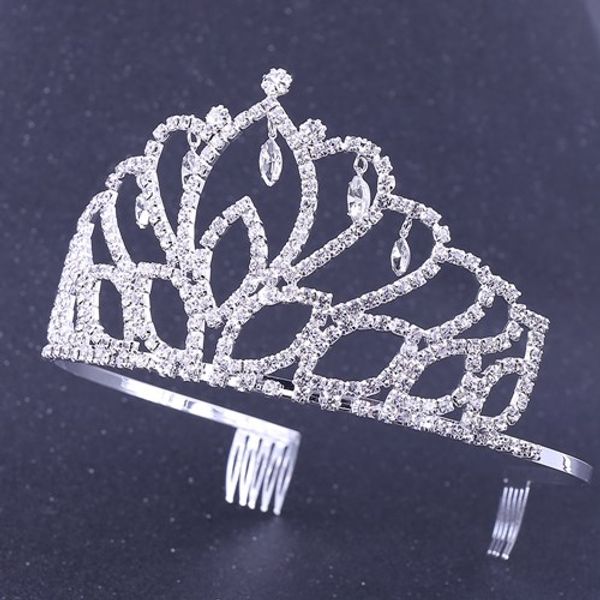 

bridal headpieces tiara claw chain crown wedding dinner hair accessories korean children rhinestone headband dress accessories, Silver