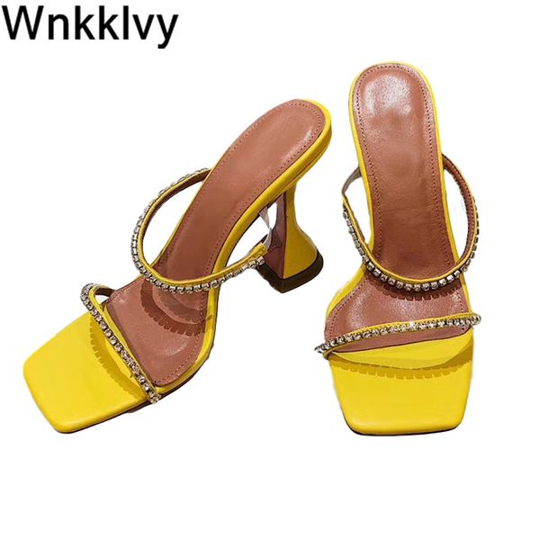 

2020 strange cup high heels slippers women party dress sandals shiny crystal stilettos simple sandalias rhinestone summer shoes, Black