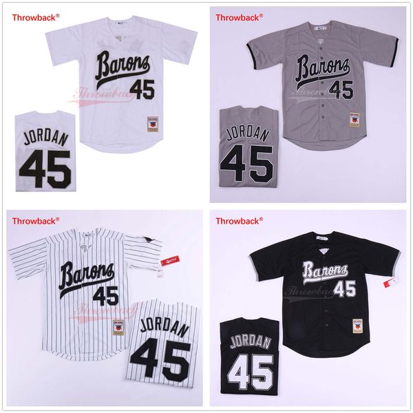 

Birmingham Barons Michael 45# Jerseys Button Down Movie Black White Grey stitched Home Aaway White Black Grey Pinstripe