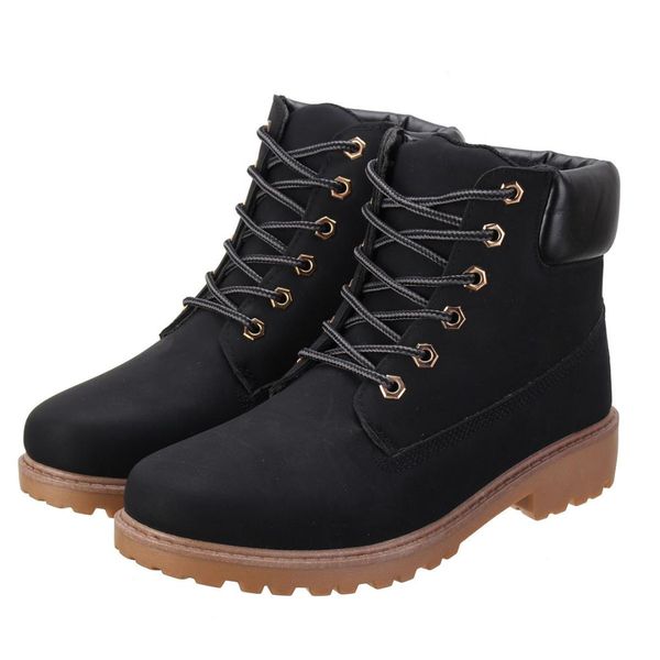 

2016 men casual snow boots waterproof motorcycle winter keep warm lace-up leather ankle boots snow botas knight anti-slip shoes, Black