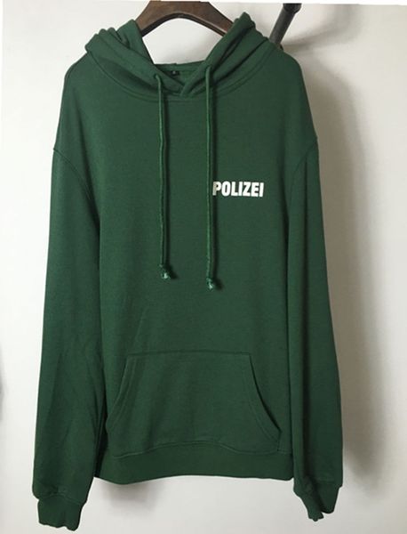 

autumn winter sweatshirt oversized green polizei 16ss embroidered hoodie with letters men women hiphop hoodies streetwear urban clothes, Black