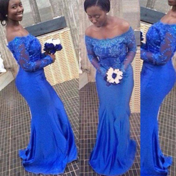 

элегантное платье выпускного вечера русалки из южной африки плюс размер кружева с длинными рукавами вечернее платье с плеча, Black