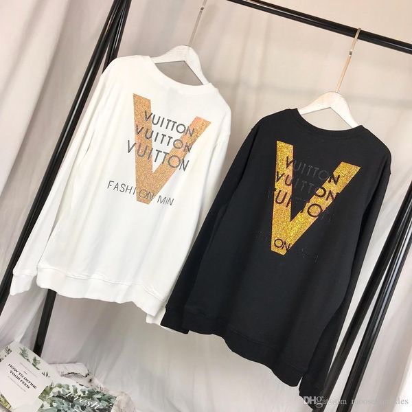 

19fw new luxurious brand design big v drilling sequin sweater hoodie men women fashion casual streetwear sweatshirts outdoor shirts, Gray;blue