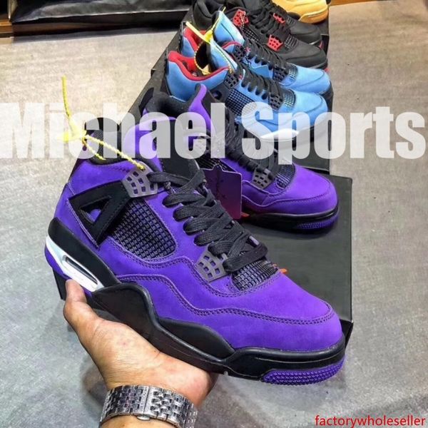

factory version 4 travis purple suede family limited basketball shoes mens trainers new sneakers with box